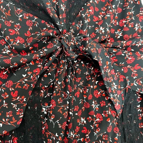 Thakoon Collective Paisley Tie Front Midi Dress Sz 4 Black and Red Floral - Picture 10 of 13